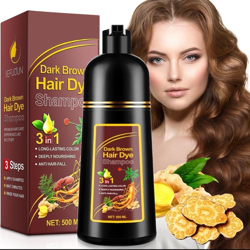 Black Hair Dye Shampoo-3-in-1 Instant HairColor with 100% Grey Coverage, HerbalIngredients, Gentle Nourishing Formula, Long.lasting Shine, Easy to Use for All Hair Types