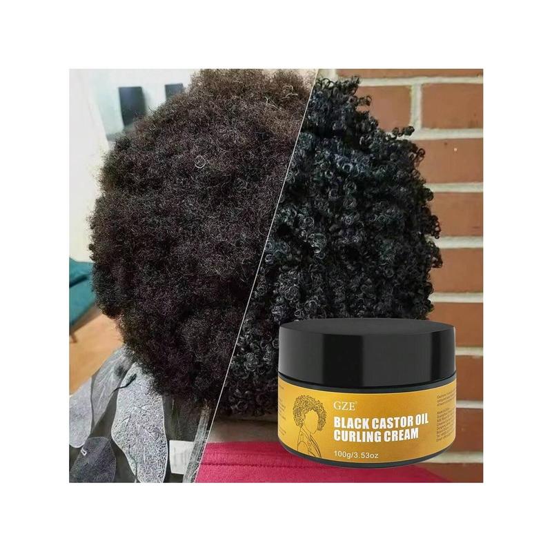 GZE Black Castor Oil Curl Defining Cream Non-Stick Hydrates & Eliminates Frizz, Hair-Smoothing Anti-Frizz Cream To Define All Curly Types & Hair Textures Curling Perfection Cream For Women And Men