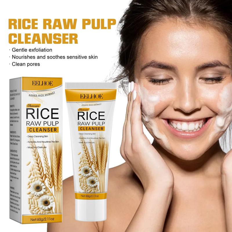 Rice Raw Pulp Extract Facial Cleanser, 1 Box Deep Cleansing Facial Cleanser, Moisturizing Facial Cleanser, Facial Cleanser for Women & Men