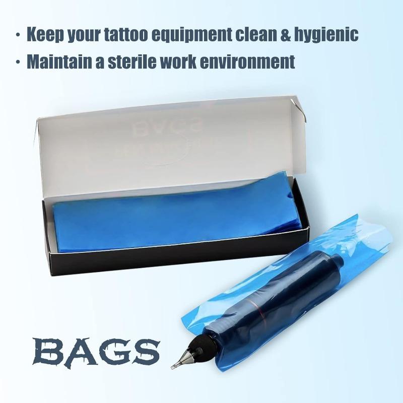 Tattoo Machine Covers - 200pack (2 inch X 6.4 inch) Disposable Tattoo Pen Machine Bags Blue Cartridge Machine Sleeves for Wireless Battery Tattoo Pen Machine (Blue)