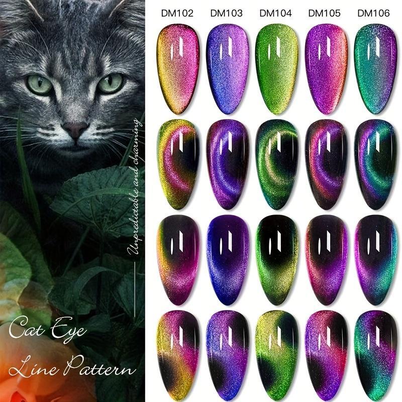 Cat Eye Gel Nail Polish, 6 Counts Creative Color Nail Polish & 1 Count Suction Stone, Color Changing Nail Polish Gift, Nail Art & Nail Polish for Women & Girls