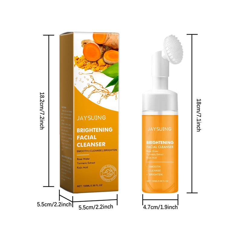 Turmeric Facial Cleanser, 1 Count Gentle Exfoliating Facial Cleanser, Deep Cleansing Foam Cleanser, Facial Skin Care Product for All Skin Types