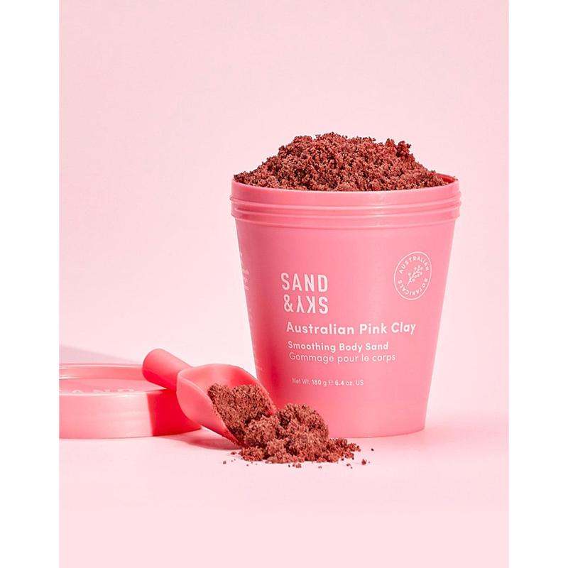 Sand&Sky Australian Pink Clay Smoothing Body Sand - Exfoliates For Silky, Glowing Skin