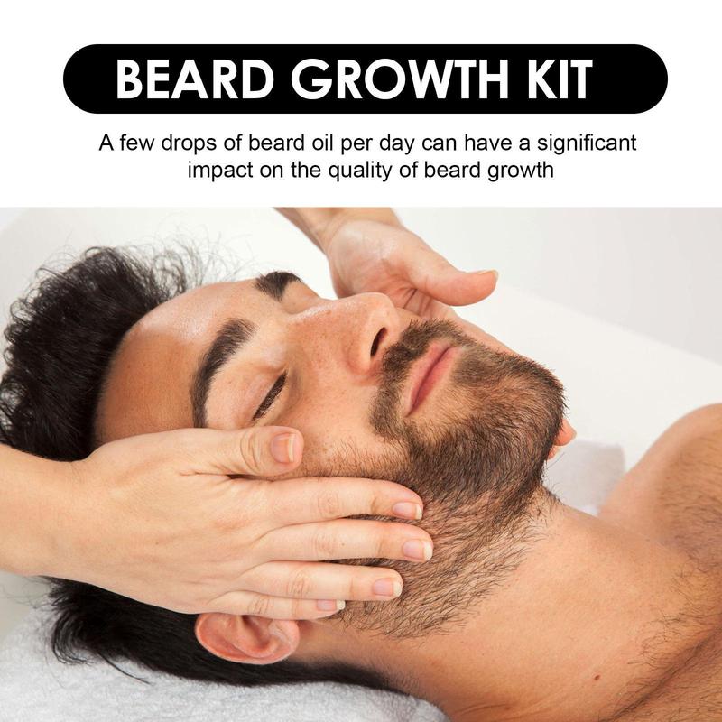 Beard Growth Serum & Beard Massage Derma Roller, 2 Counts set Beard Care Accessories for Strengthening Beard, Beard Care Product & Tool for Men Daily Use, Comfort Hair Care Supplies, Lightweight, Nutritious Oil for Beard Care, Christmas, Christmas Gift