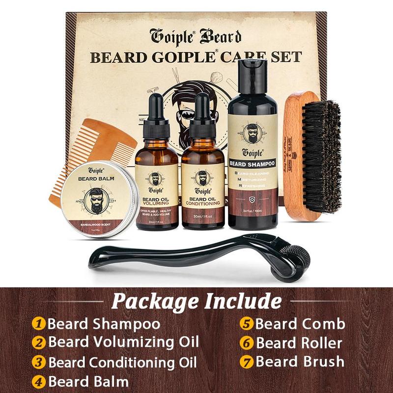 Beard Grooming Kit including Beard Shampoo, Beard Oil, Beard Balm, Beard Brush, Beard Wash, Beard Comb, Beard Care Dad Gifts for Men Dad Husband Boyfriend, Christmas Gift