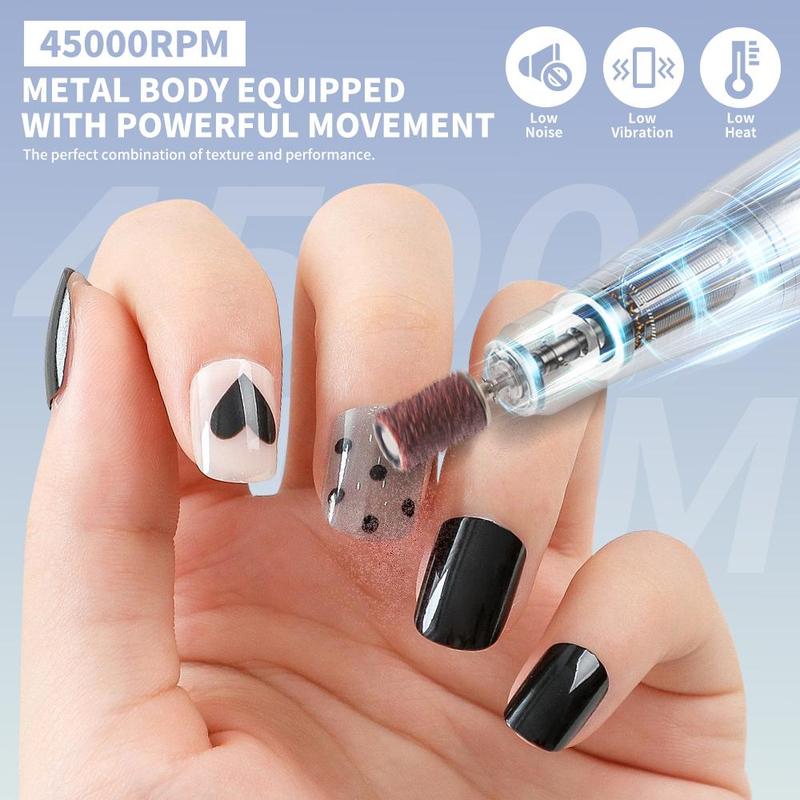 Portable Electric Nail Drill Machine, 1 Box Rechargeable Nail Polisher & Accessories, Professional Manicure & Pedicure Tool for Home & Salon Use