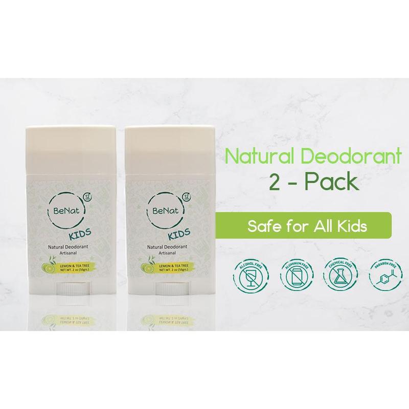 2-Pack all-Natural Deodorants for Kids & Teens. Long-Lasting and Gentle.