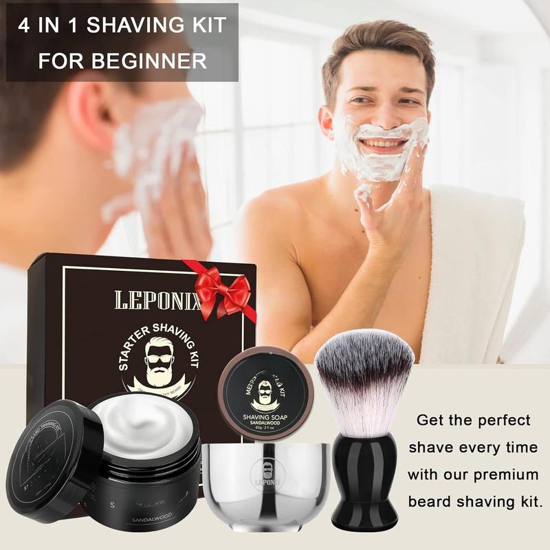 Shaving Kit for Men, Include Shaving Soap for Men, Shaving Brush, Shaving Cream, Shaving Bowl Mens Shaving Kit Aftershave Gift Set for Men Him Husband Boyfriend Stocking Stuffers