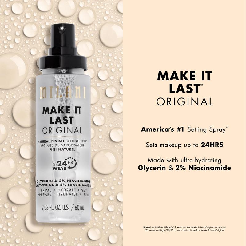 Make It Last Original - Natural Finish Setting Spray 3-in-1 Setting Spray and Primer- Prime + Correct + Set Makeup Finishing Spray and Primer - Long Lasting Makeup Primer and Spray 2.03 Fl. Oz