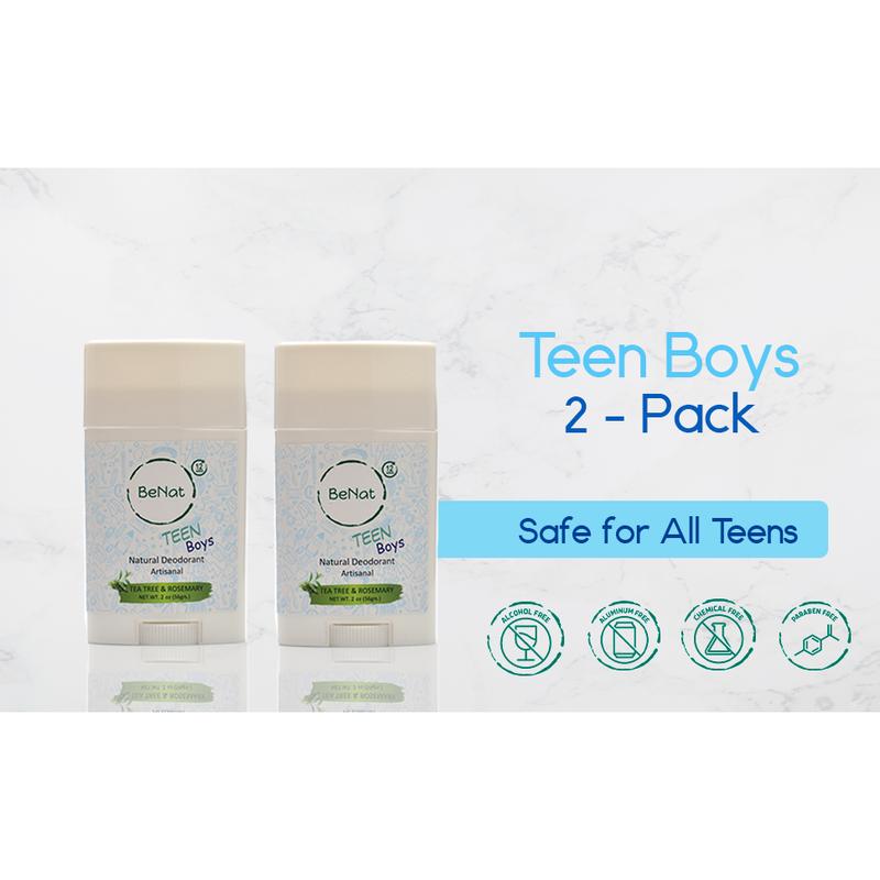 2-Pack all-Natural Deodorants for Kids & Teens. Long-Lasting and Gentle.