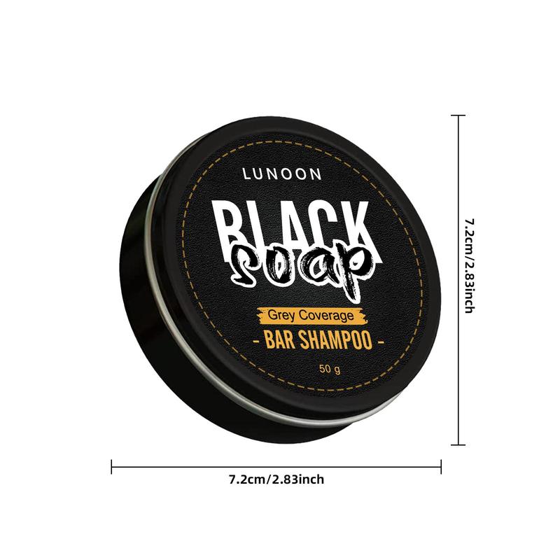 Bamboo Charcoal Handmade Black Soap, Grey Coverage Bar Shampoo, Moisturizing and Cleaning Bar Shampoo for Men