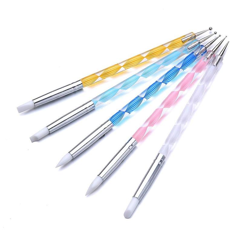 21-pcs pink nail art tool set with brushes, palette, carving pens etc., for home salon DIY nail art and makeup display.