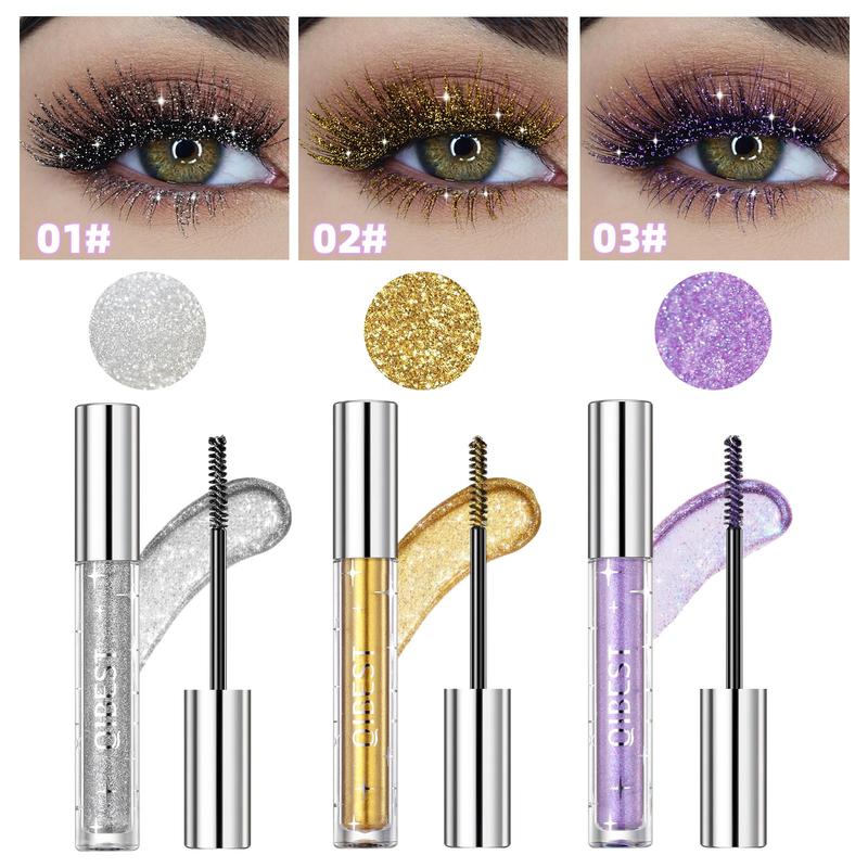 Long Lasting Glitter Mascara, 3 Counts set Waterproof Eyelash Extensions Mascara Stick, Professional Eye Enhancement Makeup Product