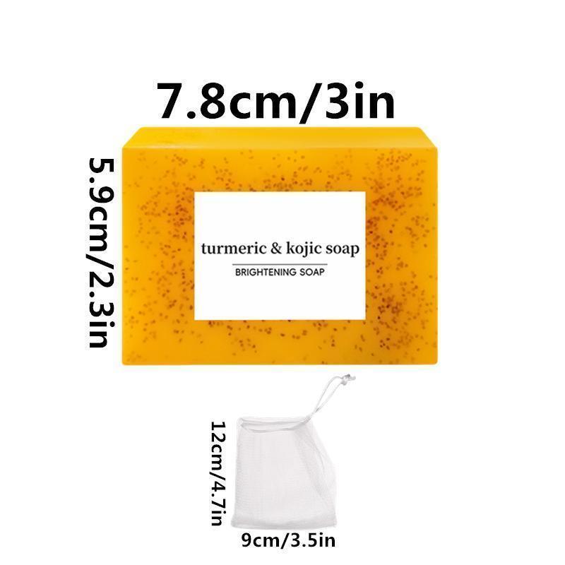 Turmeric Kojic Acid Soap, Natural Organic Turmeric Face and Body Wash Soap Bar, Deep Clean,Firm Pores, Even Out Skin Tone ,with Soap Saver Bags rain  soap Turmeric Kojic