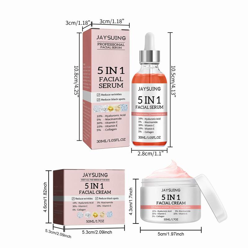 5 in 1 Facial Serum & Cream Set, Moisturizing Facial Essence & Lotion, Facial Skin Care Kit for Women & Men, Summer Gift, Skincare Products, Christmas Gift