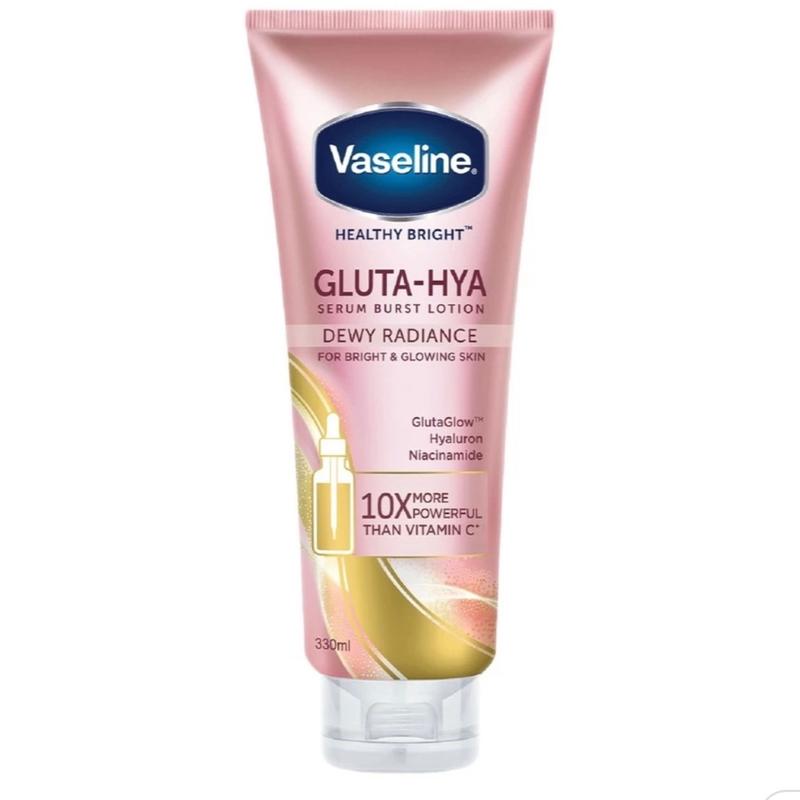 Vaseline Healthy Bright : Gluta-Hya Serum Burst Lotion Dewy Radiance  for NIGHT time use 330ml- Bright & Glowing Skin 300ml