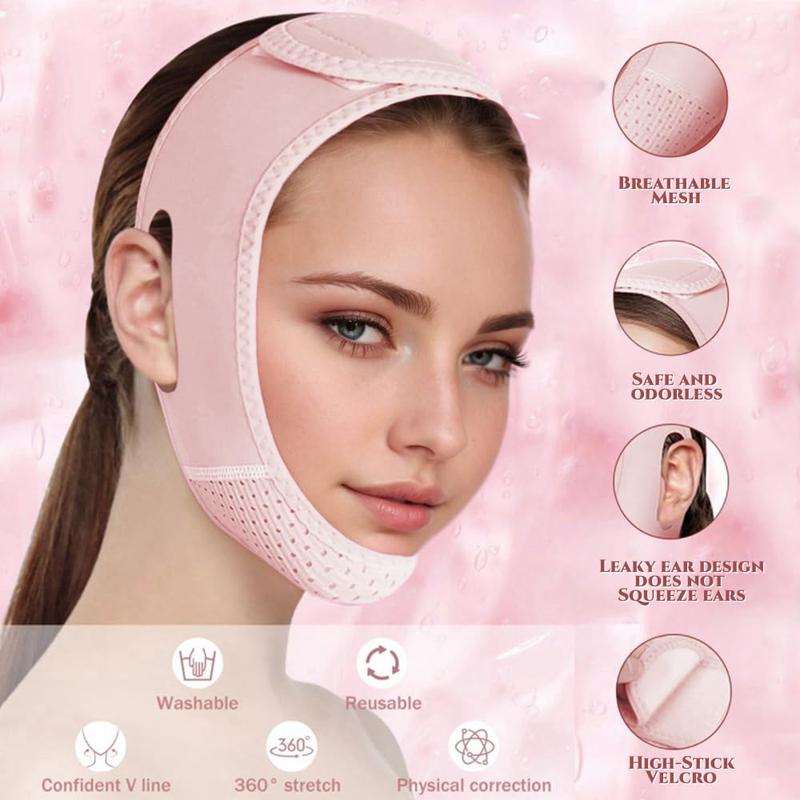 Double Chin Reducer, Double Chin Eliminator V Line Lifting Mask with Chin Strap for Double Chin for Women -Face Lift (Pink) Facial Skincare Comfort christmas 2024 ornament