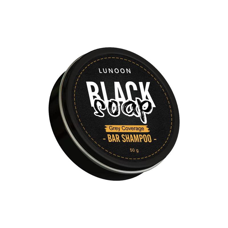 Bamboo Charcoal Handmade Black Soap, Grey Coverage Bar Shampoo, Moisturizing and Cleaning Bar Shampoo for Men