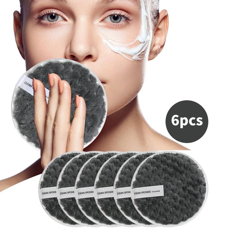 Reusable Makeup Remover Face Wash Cleaning Sponge, 6pcs Soft & Breathable Makeup Remover Puffs, Professional Washing Tool for Women, Cleansing Accessories for Daily Use