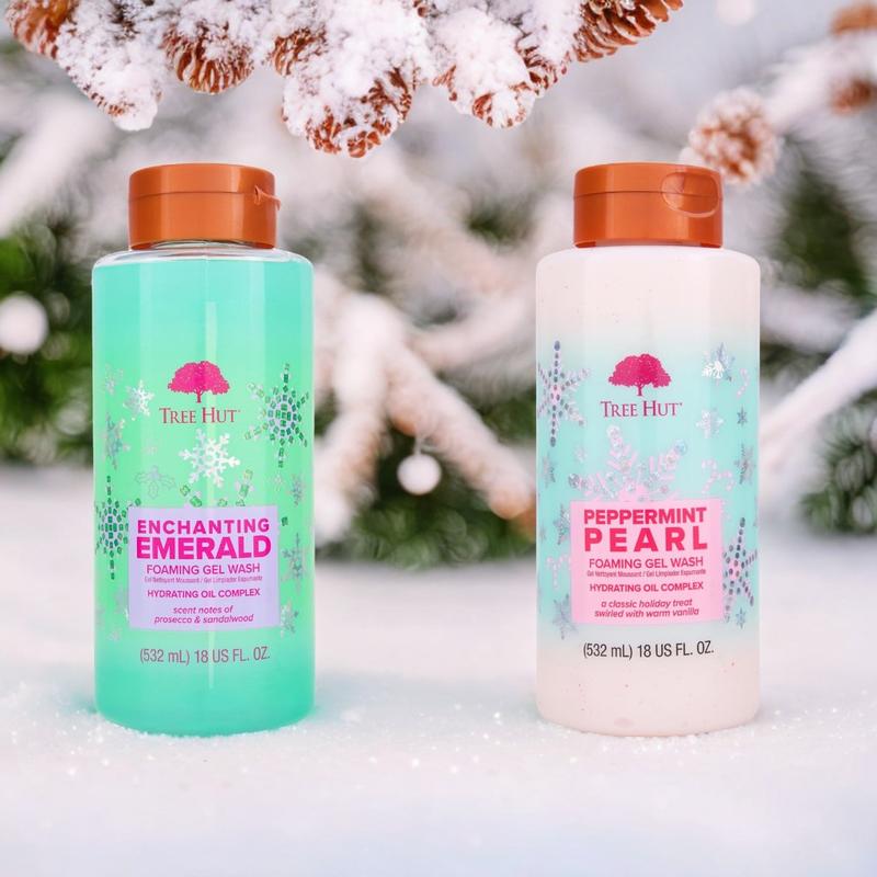 Tree Hut Peppermint Pearl Foaming Gel Wash | Cleanse & Soothe Skin Without Stripping Moisture | Made with our Hydrating Oil Complex | Limited Edition Holiday | 18 fl oz.