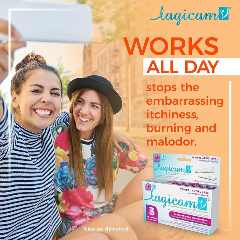 Lagicam Vaginal Yeast Infection, Antifungal 3 Day Miconazole Nitrate Treatment Cream, Relief for Itching, Burning, Odor and Discharge, 3 Applicators