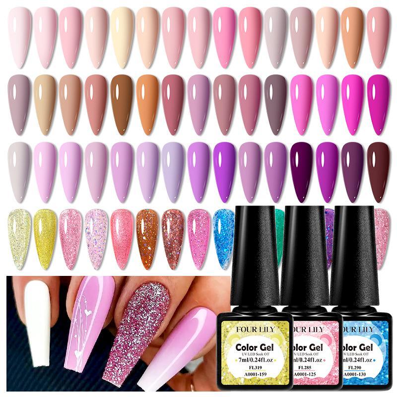 6-color Gel Nail Polish Set, 1 Set Semi-permanent Color Series Manicure UV LED Nails Gel, Gift For Women & Girls