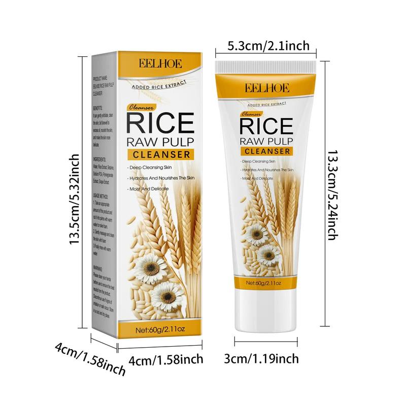 Rice Raw Pulp Extract Facial Cleanser, 1 Box Deep Cleansing Facial Cleanser, Moisturizing Facial Cleanser, Facial Cleanser for Women & Men