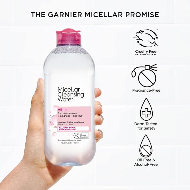 Micellar Cleansing Water, 100mL 3.4 Fl Oz, 1 count. All-in-1 for makeup removal and facial cleansing, suitable for all skin types.