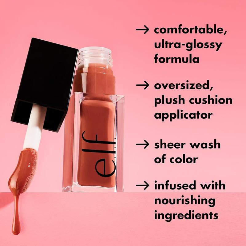 e.l.f. Glow Reviver Tinted Lip Oil, High-Shine Nourishing Lip Gloss Infused with Jojoba Oil, Vegan & Cruelty-Free, Crystal Clear Makeup Hydrating Lipstick Applicator