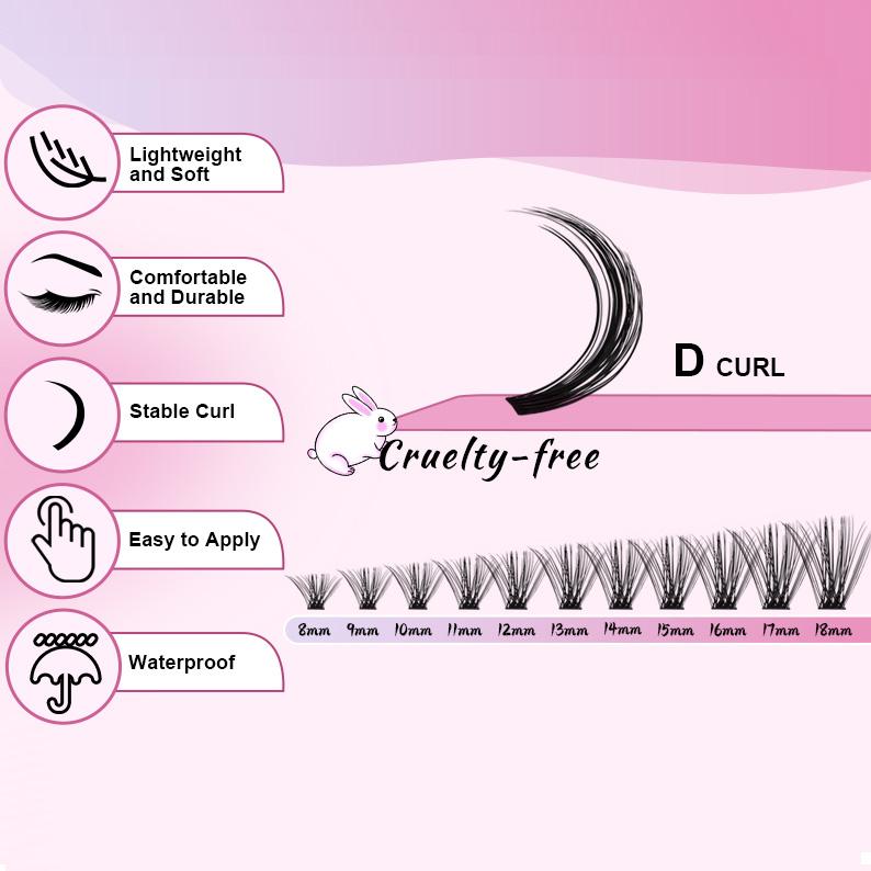 AN240pcs Lash Extension Kit Cluster Lashes DIY Eyelash Extension Kit D Curl Individual Lashes