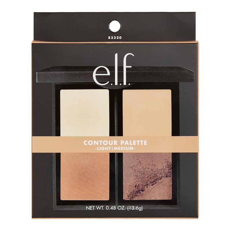 e.l.f. Contour Palette, 4 Shades, Customizable, Easy to Apply, Sculpts, Shades, Brightens, Light Medium, Infused with Vitamin E, All-Day Wear, 0.56 Oz Bronzer Compact