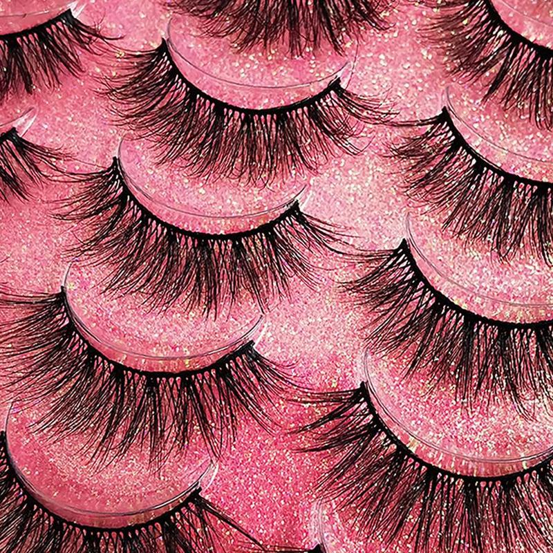 20 Pairs Thick & Curly False Eyelashes, Fluffy Wispy Cat Eye Look Faux Cluster Lashes for Women and Girls