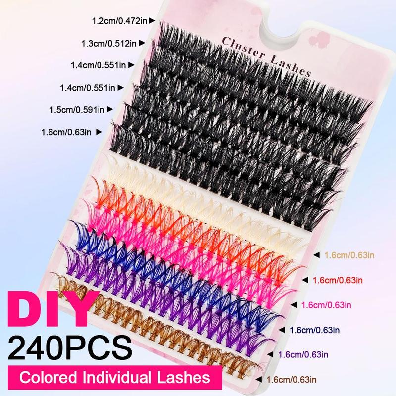 Mixed Color False Eyelashes (240pcs set), Natural Eyelash Extension Curl Eyelashes, Eye Makeup Supplies for Women & Girls, Christmas Gift