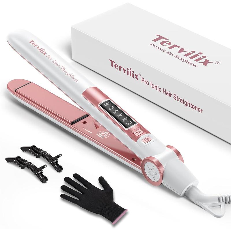 Terviiix 1 Inch Flat Iron Hair Straighteners Creates Silky Hair tantly, Negative Ionic Ceramic Straightener Iron, Adjustable Temperature 330℉ to 430℉, Fast Heat Up, Dual Volte, to-Off