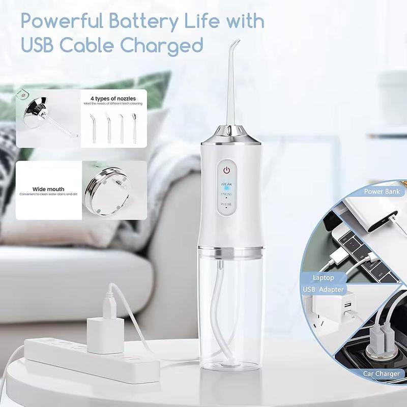 Portable Cordless Water Flosser, 4 Jet Tips, 3 Cleaning Modes, Rechargeable, Travel Size Oral