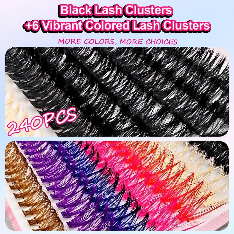 Mixed Color False Eyelashes (240pcs set), Natural Eyelash Extension Curl Eyelashes, Eye Makeup Supplies for Women & Girls, Christmas Gift