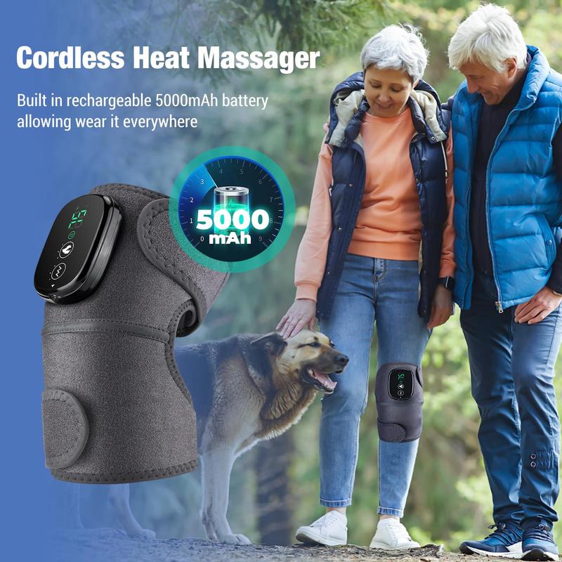 Cordless Knee Massager, 3 in 1 Heating & Vibration Massage Knee Pads, Shoulder, Elbow and Knee, Touch-Screen Operation Massage Machine for Home Use, Halloween & Christmas Gift