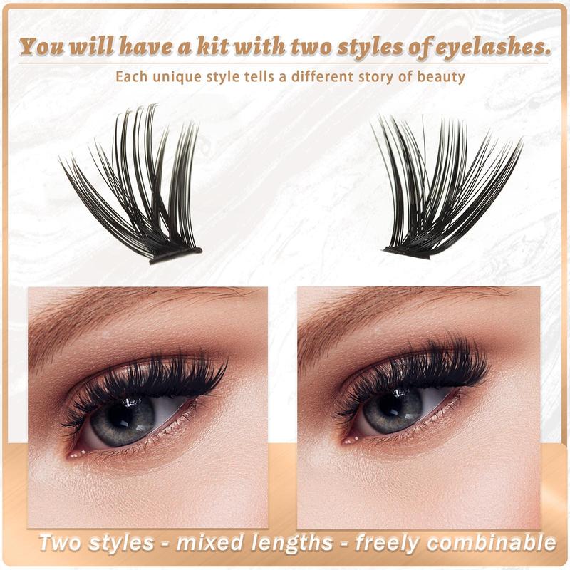 DIY Individual False Eyelashes Kit, Summer Makeup, 1 Set DIY Lash Kit Including 400pcs box 9-16mm Separated False Eyelashes & 1 Adhesive & 1 Remover & Tweezers, Christmas Gift