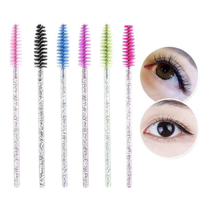 300 Pcs Disposable Eyelash Mascara Brushes with PBT Fibers & Crystal Handles for Eyelash Extensions, Eyebrows, and Makeup Smooth Elastic