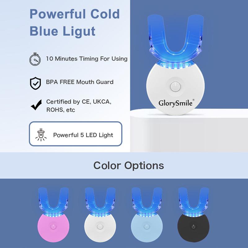 GlorySmile-Original Teeth Whitening Kit with 5x LED Light, 18% Carbamide Peroxide Oral Care Halloween Black Friday Christmas Deal