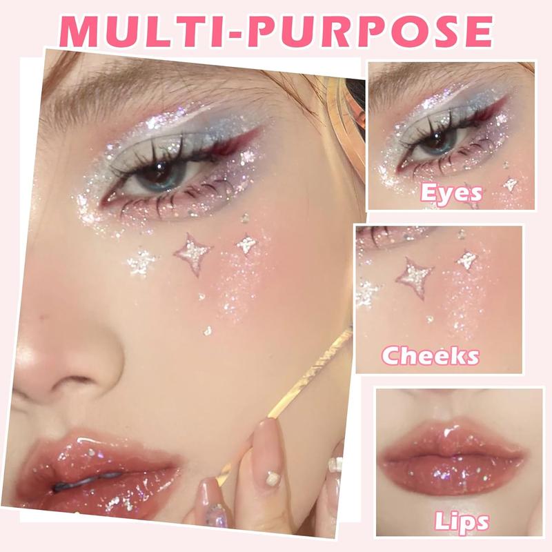 2PCS Liquid Glitter Eyeshadow Korean Eye Glitter Makeup Long Lasting Eye Shadow Shimmer Glitter Eyeliner Multi-Dimensional Sparkle Finish Eyeshadow Gift for Women - 02+04