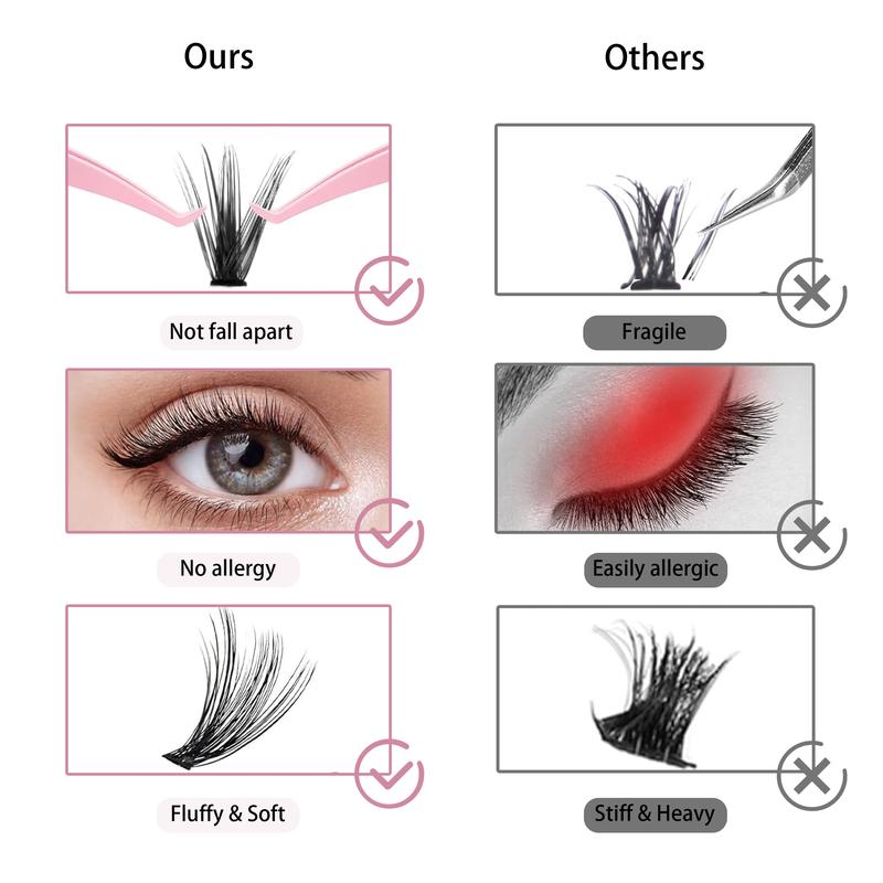 AN240pcs Lash Extension Kit Cluster Lashes DIY Eyelash Extension Kit D Curl Individual Lashes