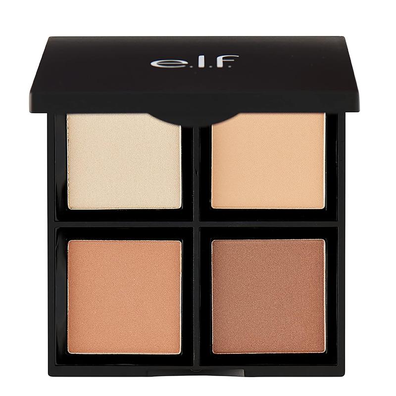 e.l.f. Contour Palette, 4 Shades, Customizable, Easy to Apply, Sculpts, Shades, Brightens, Light Medium, Infused with Vitamin E, All-Day Wear, 0.56 Oz Bronzer Compact