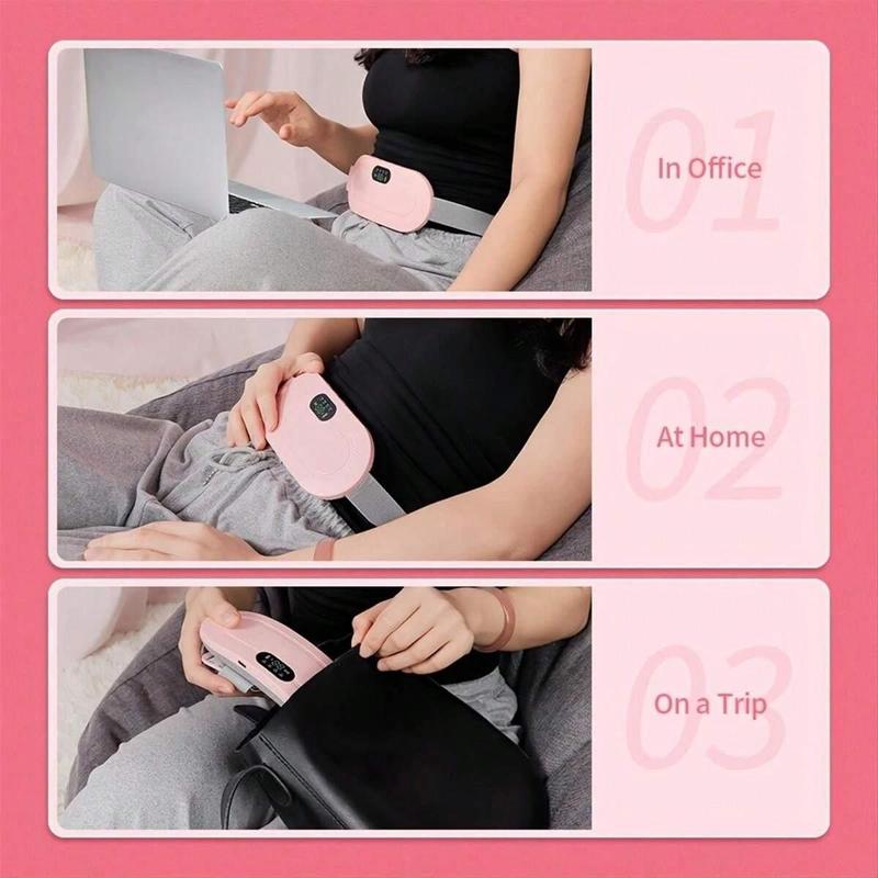 Portable Cordless Heating Uterus Warmer Pad, 1 Count Electric Warm Belly Belts, 3 Heat Levels 4 Massage Modes Waist Warming Massager