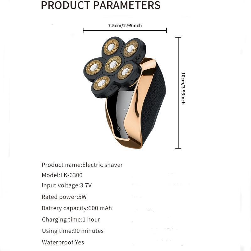 Electric Razor, 1 Box Waterproof Electric Shaver & Accessories, Wet & Dry LED Display Rechargeable 6D Rotary Shaver Grooming Kit for Men