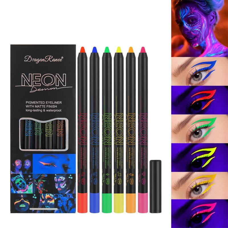 Colorful Glow in The Dark Eyeliner Pen Set, 6 Counts set Long Lasting  High Pigmented Eye Makeup Pen, Professional Daily Makeup Accessories