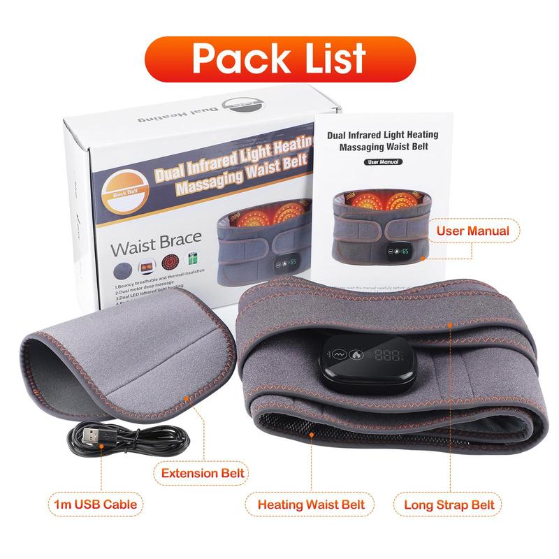 Cordless Heated Massage Belt, Back Massage Belt, 3 Heating Modes Heated Back Belt, Suitable for Middle-aged and Elderly People, 5000mA long battery life, Great Gift, 5 Languages Instruction Manuals