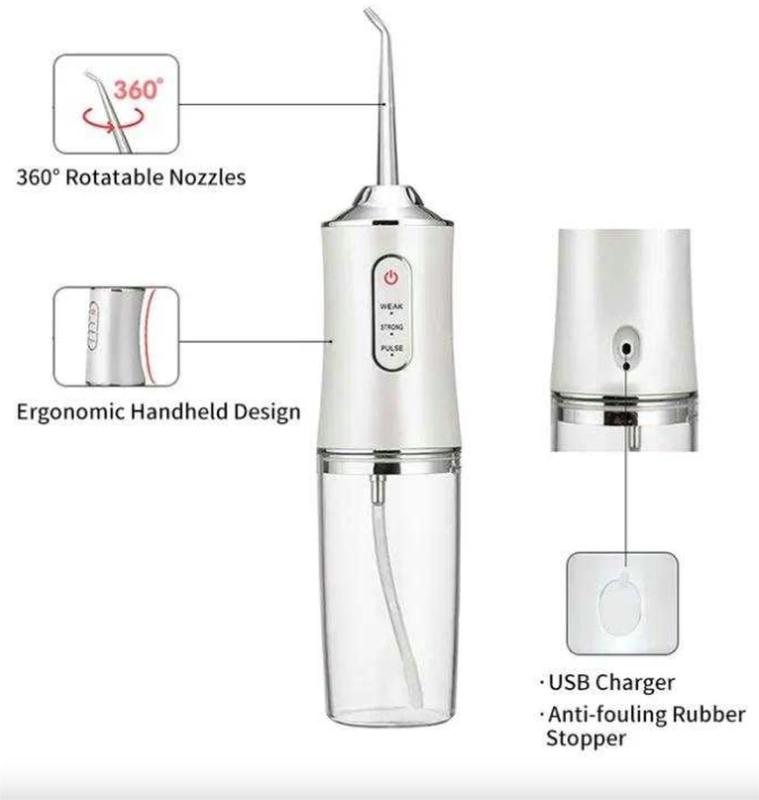 Portable Cordless Water Flosser, 4 Jet Tips, 3 Cleaning Modes, Rechargeable, Travel Size Oral