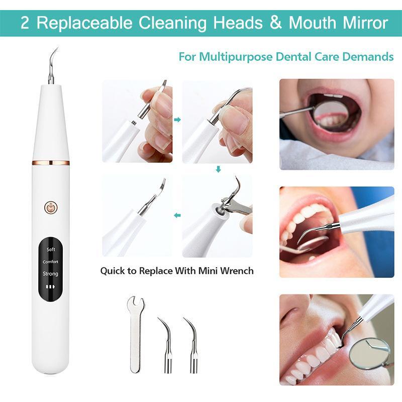 Portable Electric Teeth Cleaner, 1 Box Rechargeable Teeth Polisher with LED Light & Dental Tools & Replacement Head, Dental Scaler, Oral Irrigator Oral Care Product for Travel & Home Use