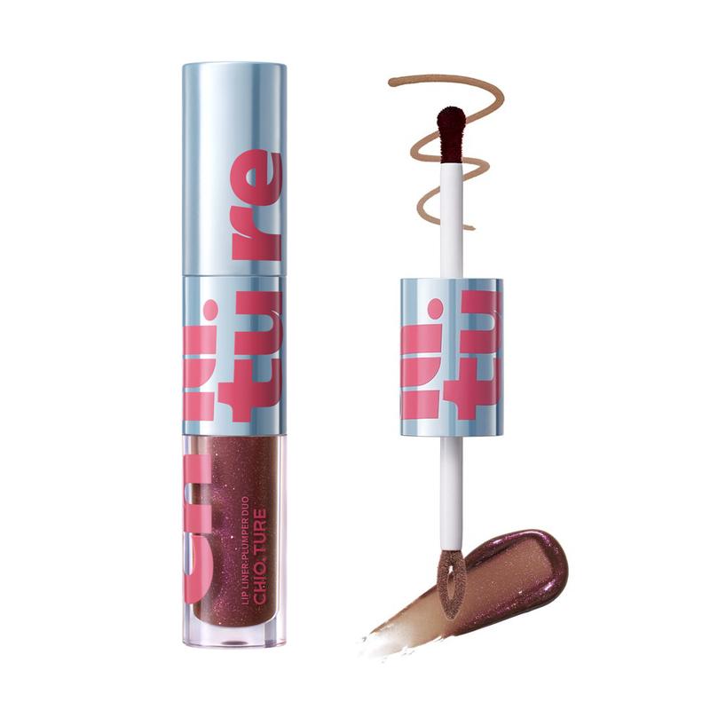 CHIOTURE Double Plumping Power Lip Glamour Peel-Off Lip Liner & Plumper Duo, Long-lasting Lip Plumper Gloss for Perfectly Pouty Lips Lipliner Makeup